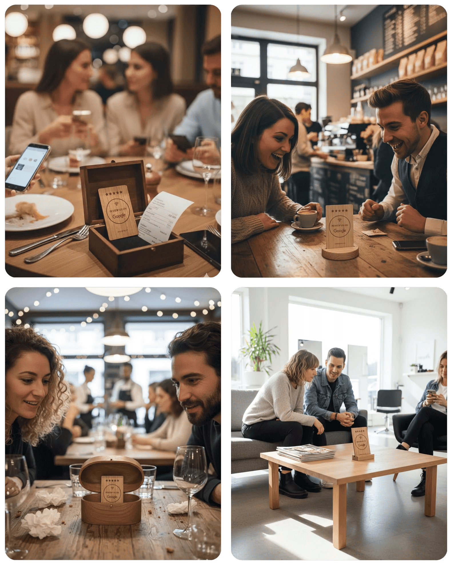 Use cases of using SmartyTap wooden cards in restaurants, cafes, and offices