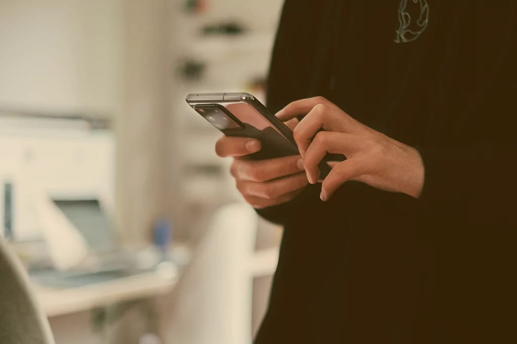 A person holding a mobile phone